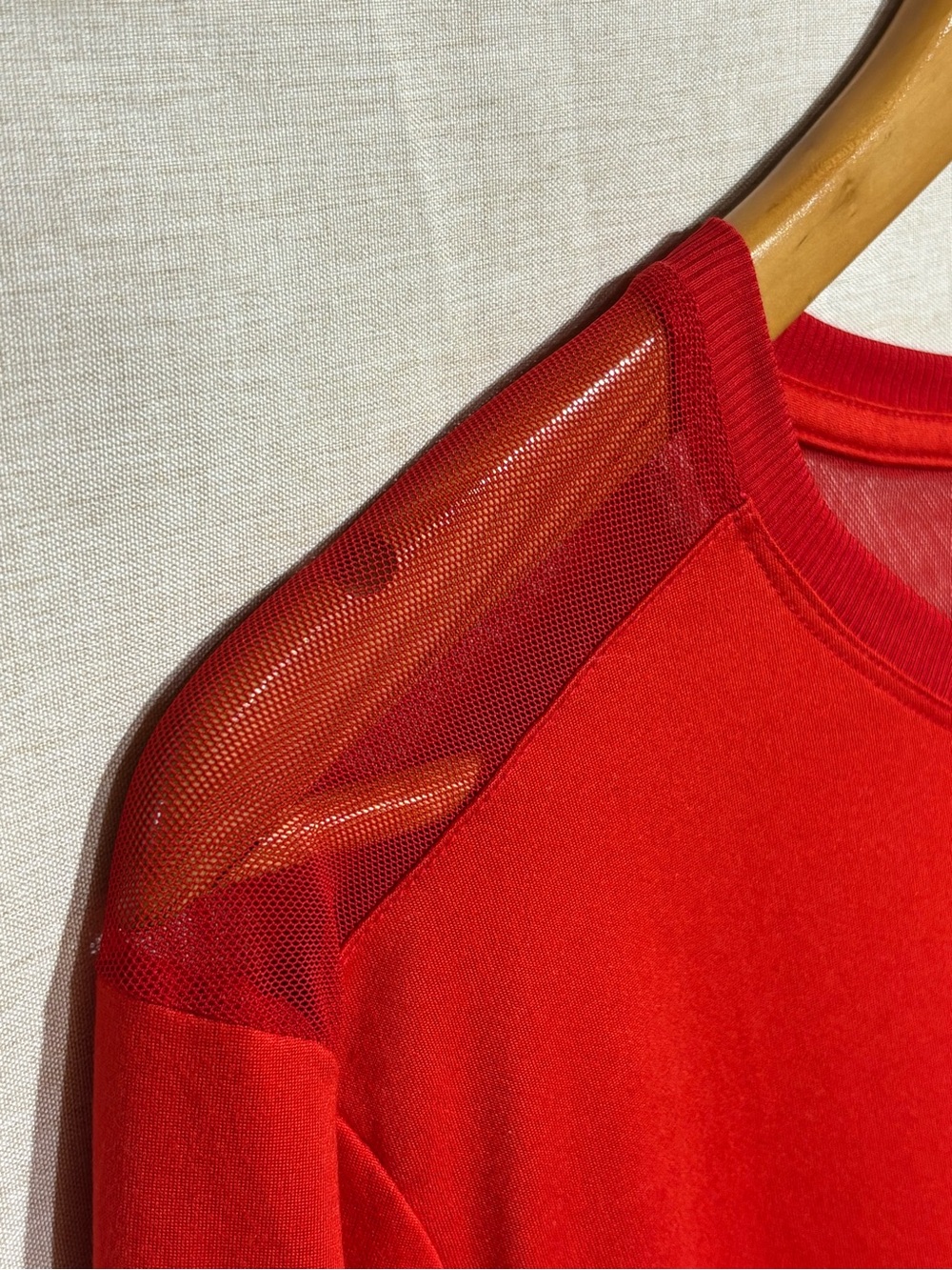 Bebe Sport • Red Mesh Panel Rhinestone Logo Shirt XL - Picture 4 of 12